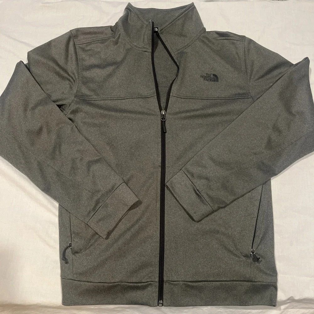 The North Face Full Zip Jacket Mens Medium Gray Stretch 2 Zip Pockets